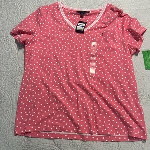 Tommy Hilfiger Pink and White Polka Dot Kids Tee